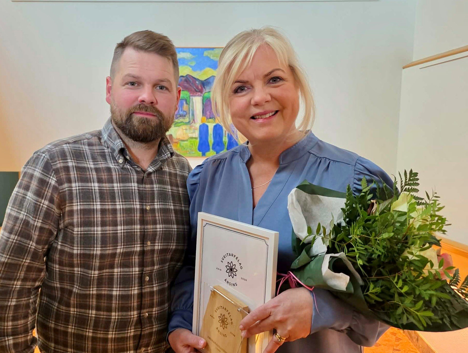 Jón Bjarnason, oddviti og Aldís Hafsteinsdóttir, sveitarstjóri á viðurlenningarhátíðinni. 
